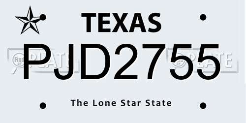 PJD2755 Texas License Plate