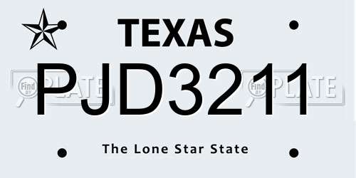 PJD3211 Texas License Plate