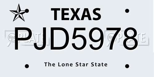 PJD5978 Texas License Plate