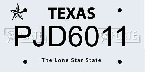 PJD6011 Texas License Plate