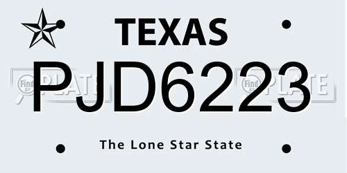 PJD6223 Texas License Plate