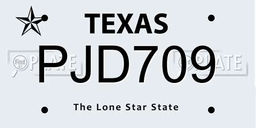 PJD709 Texas License Plate