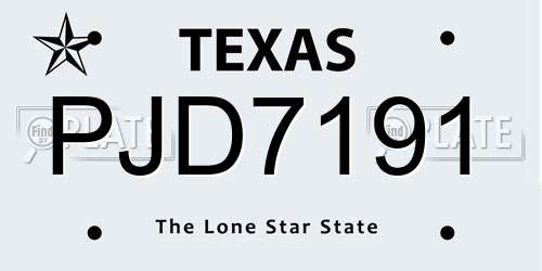 PJD7191 Texas License Plate
