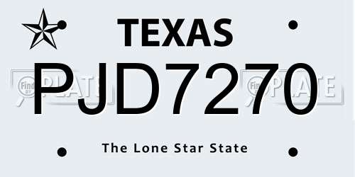 PJD7270 Texas License Plate