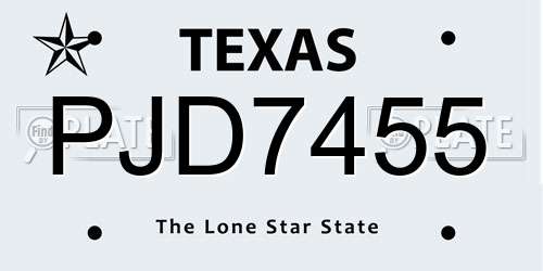 PJD7455 Texas License Plate