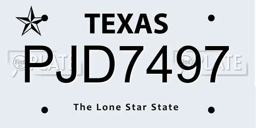 PJD7497 Texas License Plate
