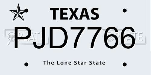 PJD7766 Texas License Plate