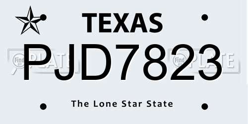 PJD7823 Texas License Plate