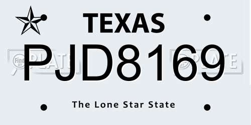 PJD8169 Texas License Plate