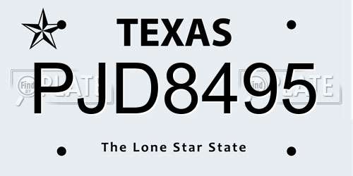 PJD8495 Texas License Plate