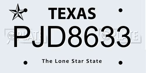 PJD8633 Texas License Plate