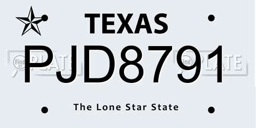 PJD8791 Texas License Plate