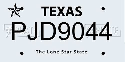 PJD9044 Texas License Plate