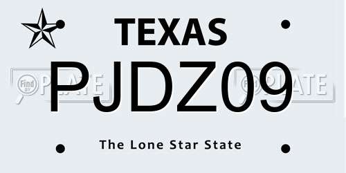PJDZ09 Texas License Plate