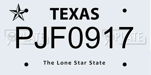 PJF0917 Texas License Plate