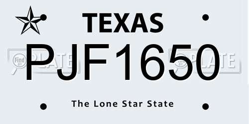 PJF1650 Texas License Plate