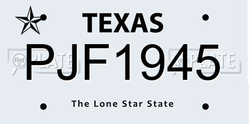 PJF1945 Texas License Plate