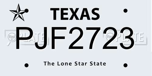 PJF2723 Texas License Plate