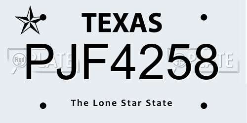 PJF4258 Texas License Plate