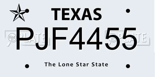 PJF4455 Texas License Plate