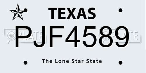 PJF4589 Texas License Plate
