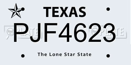PJF4623 Texas License Plate