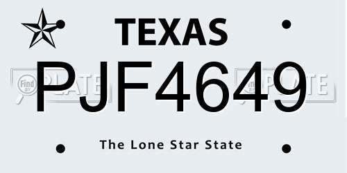 PJF4649 Texas License Plate