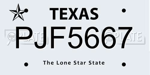 PJF5667 Texas License Plate