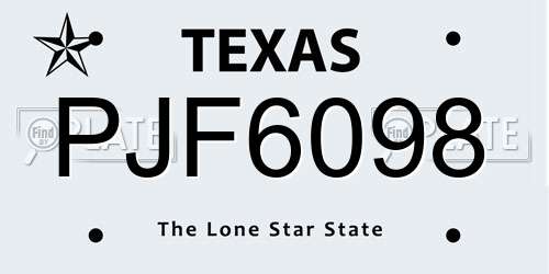 PJF6098 Texas License Plate