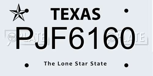 PJF6160 Texas License Plate