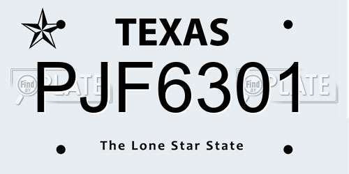 PJF6301 Texas License Plate