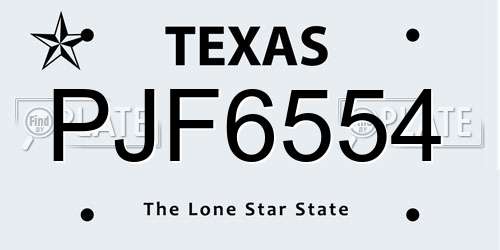 PJF6554 Texas License Plate