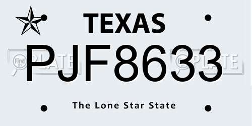 PJF8633 Texas License Plate