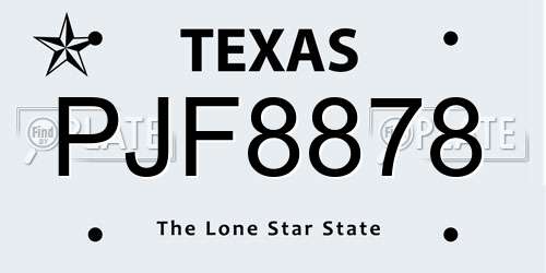 PJF8878 Texas License Plate