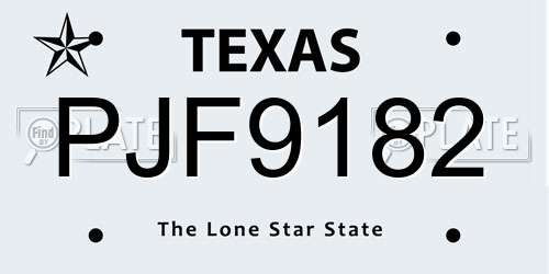 PJF9182 Texas License Plate