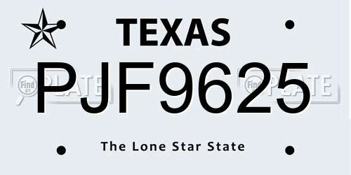 PJF9625 Texas License Plate