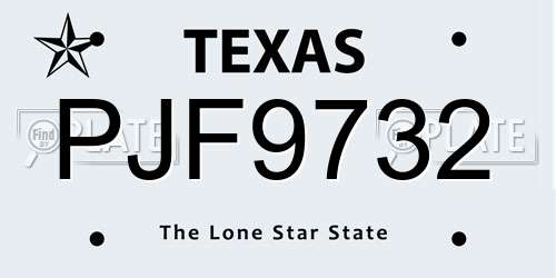 PJF9732 Texas License Plate