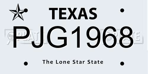 PJG1968 Texas License Plate