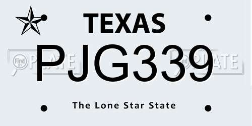PJG339 Texas License Plate