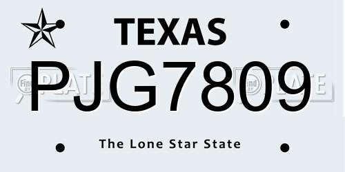 PJG7809 Texas License Plate