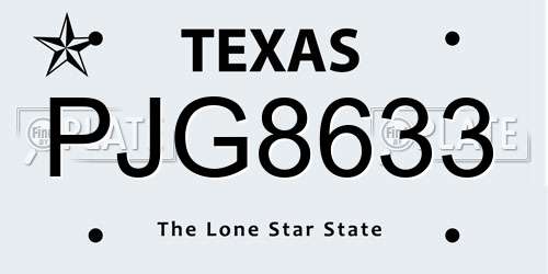 PJG8633 Texas License Plate