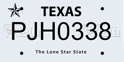 PJH0338 Texas License Plate