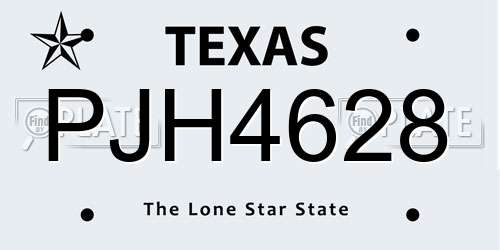PJH4628 Texas License Plate