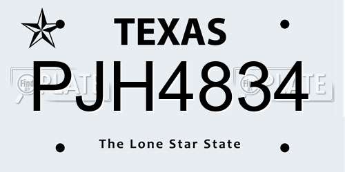 PJH4834 Texas License Plate