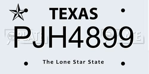 PJH4899 Texas License Plate
