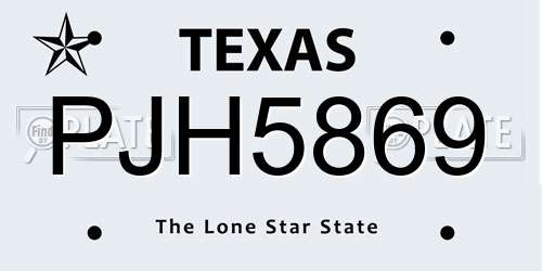 PJH5869 Texas License Plate