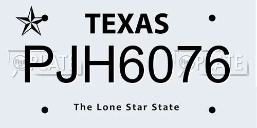PJH6076 Texas License Plate