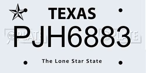 PJH6883 Texas License Plate