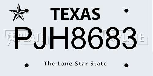 PJH8683 Texas License Plate