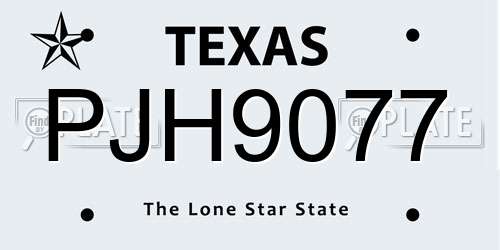 PJH9077 Texas License Plate
